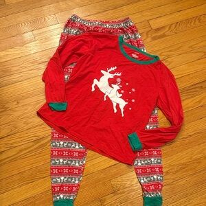Festive Red Reindeer Kids Pajama Set